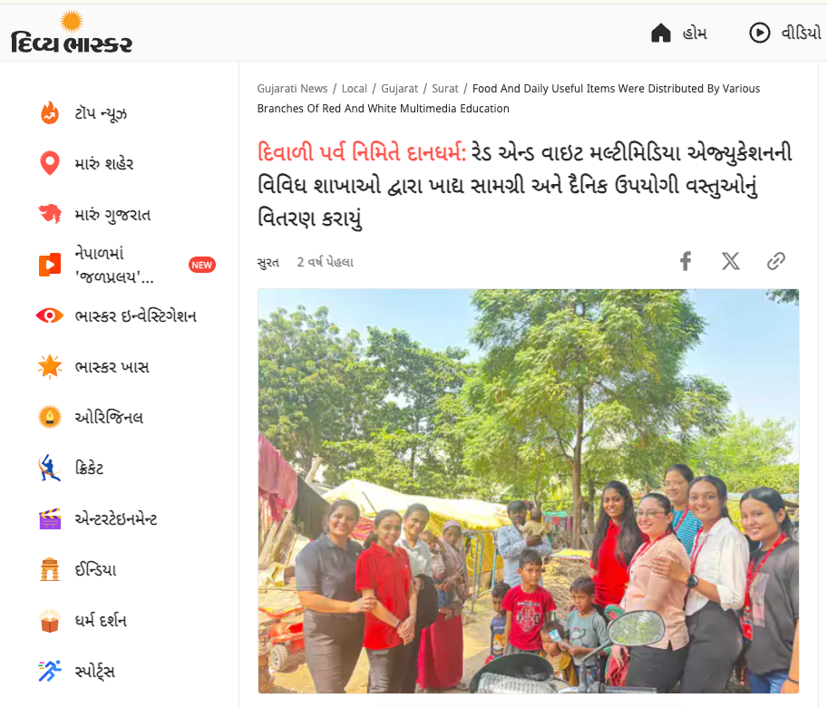 Diwali Charity Drive: Red & White Multimedia Education Distributes Food and Daily-Use Essentials