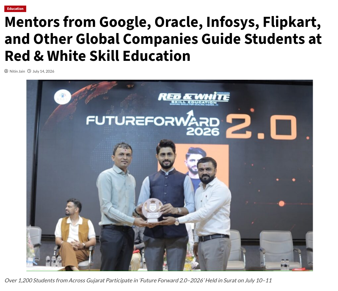 Mentors from Google, Oracle, Infosys, Flipkart, and Other Global Companies Guide Students at Red & White Skill Education