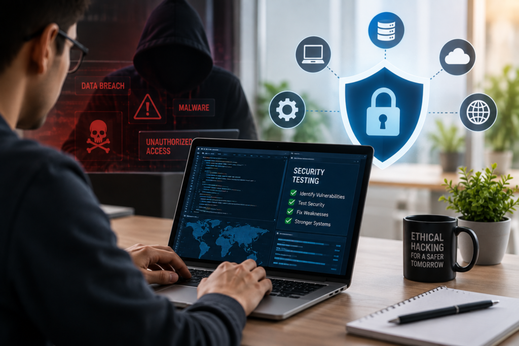 Ethical hacker performing an authorized security vulnerability test