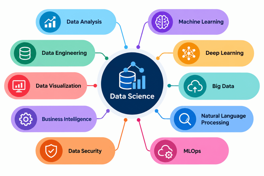Infographic showing main types of data science
